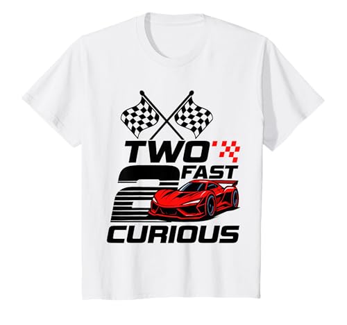 Two Fast 2 Curious Race Car 2. Geburtstag Kleinkind Junge Mädchen T-Shirt von Shertvibes 2 Year Old Race Car Two Fast 2 Curious