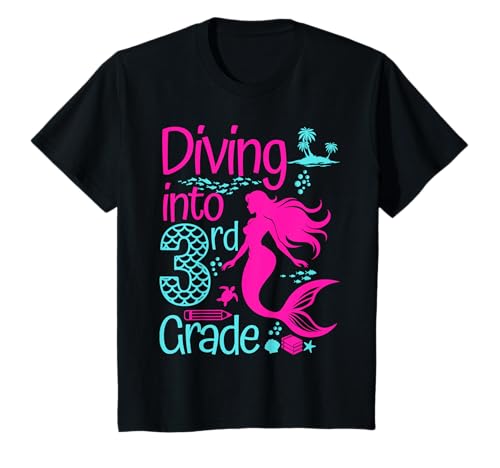 Kids Back to School, 3. Klasse, Motiv: Meerjungfrau unter dem Meer T-Shirt von Shertvibes Back To School Diving Into Mermaid