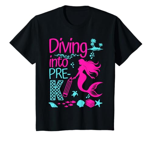 Kinder Back to School Pre-K Meerjungfrau unter Meer Thema Kleinkind T-Shirt Kinder Back to School Pre-K Meerjungfrau unter Meer Thema Kleinkind T-Shirt von Shertvibes Back To School Diving Into Mermaid