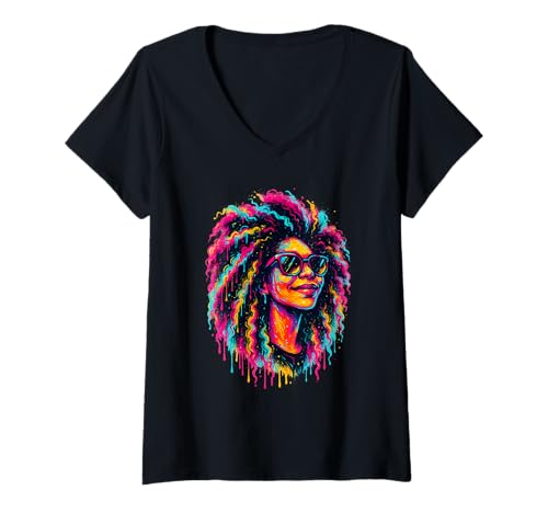 Damen Wir feiern die Stärkung stolzer schwarzer Frauen und Mädchen T-Shirt mit V-Ausschnitt Damen Wir feiern die Stärkung stolzer schwarzer Frauen und Mädchen T-Shirt mit V-Ausschnitt von Shertvibes Celebrating Black Women and Girls