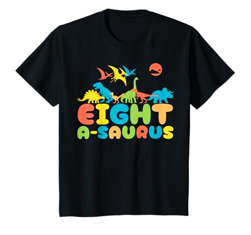 Acht A-Saurus 8 Jahre Alter Dinosaurier 8. Geburtstag Junge Mädchen T-Shirt von Shertvibes Dinosaur Birthday Party For Toddlers