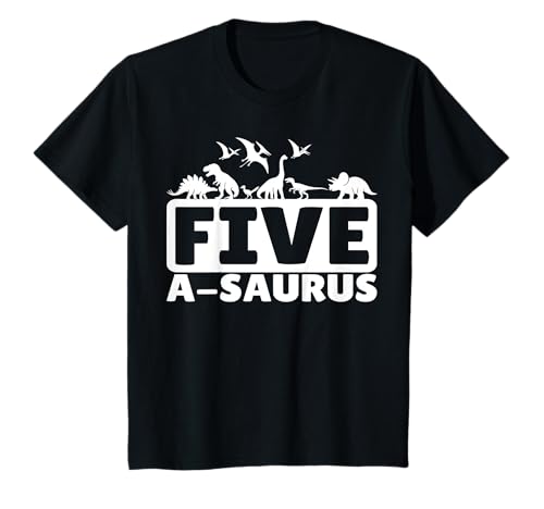 Five A-saurus 5 Jahre alter Dinosaurier 5. Geburtstag Junge Mädchen T-Shirt von Shertvibes Dinosaur Birthday Party For Toddlers