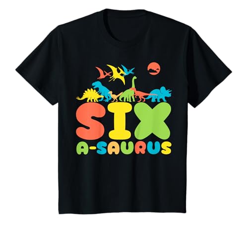 Sechs A-Saurus 6 Jahre Alter Dinosaurier 6. Geburtstag Junge Mädchen T-Shirt Sechs A-Saurus 6 Jahre Alter Dinosaurier 6. Geburtstag Junge Mädchen T-Shirt von Shertvibes Dinosaur Birthday Party For Toddlers