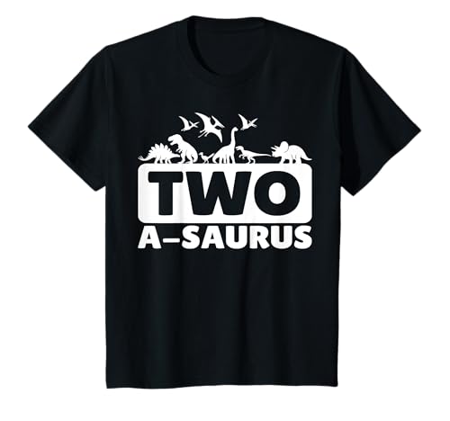 Zwei A-saurus 2 Jahre alter Dinosaurier 2. Geburtstag Junge Mädchen T-Shirt von Shertvibes Dinosaur Birthday Party For Toddlers