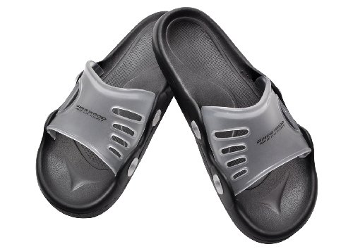 SEHR-WOOD - Männer Badesandalen inkl. weichem EVA Fußbett I Sportlslipper I schnell trocknend I Badeschlappen I Badeschuhe für das Schwimmbad oder die Dusche I hitzeresistent I komfortabel - Schwarz von Sherwood