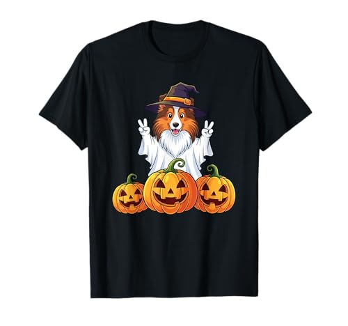 Shetland Sheepdog Ghost Pumpkin Boo Halloween Herren Damen T-Shirt von Shetland Sheepdog Halloween Ghost Pumpkin Outfits