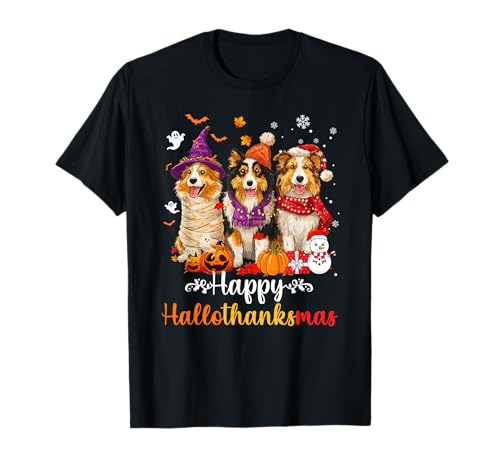 Herren Damen Shetland Sheepdog Weihnachten Halloween T-Shirt Herren Damen Shetland Sheepdog Weihnachten Halloween T-Shirt von Shetland Sheepdog Happy Hallothankmas Holiday Dog