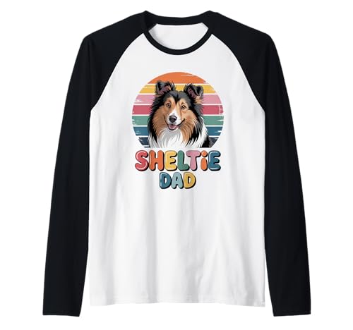 Herren Retro Sheltie Dad Shetland Sheepdog Raglan von Shetland Sheepdog Lover Gifts