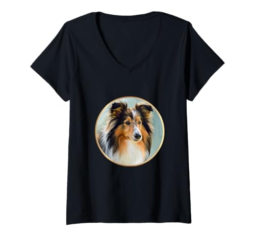 Damen Shetland Sheepdog für Shetland Sheepdog Hundeliebhaber T-Shirt mit V-Ausschnitt Damen Shetland Sheepdog für Shetland Sheepdog Hundeliebhaber T-Shirt mit V-Ausschnitt von Shetland Sheepdog Owner Dog Lover Apparel