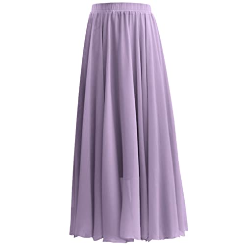 Petticoat Schwarz Petticoat Rot Sommer Damen Einfarbig Chiffon Rock Damen Hohe Taille Langer Rock Lila Rock Rapunzel Manufacture Rock (Purple, M) von Shffuw