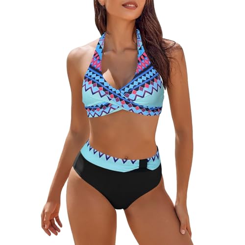 Shffuw Bikini Damen Set Zweiteiliger Badeanzug Bauchkontrolle Bikini Sets Push Up Strandmode Bikini Hoher Taille Badeanzug Sexy Triangel Swimsuit Sport Bikini-Sets für Damen Mädchen Schwimmanzug von Shffuw