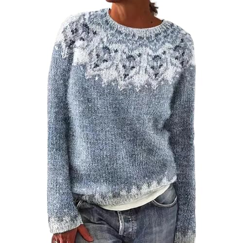 Shffuw Norweger Pullover Damen Kaschmir Winterpullover Elegant Bunt Cashmere Strickpullover Wollpullover Rundhals, Langarm, GroßE GrößEn Bequem Weich Knit Sweater, Warm Herbst Winter Outfit Jumper von Shffuw