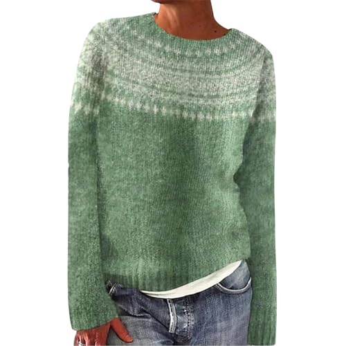Shffuw Norweger Pullover Damen Kaschmir Winterpullover Elegant Bunt Cashmere Strickpullover Wollpullover Rundhals, Langarm, GroßE GrößEn Bequem Weich Knit Sweater, Warm Herbst Winter Outfit Jumper von Shffuw