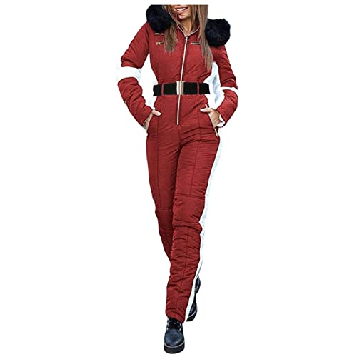 Shffuw Schneeanzug Damen, Skianzug 2 Teilig, Einteiliger Ski Overall Winter Warme Schneejacke Skifahren Sätze Outdoor Sport Mit Kapuze Reißverschluss Skianzüge Wasserdicht Set von Shffuw
