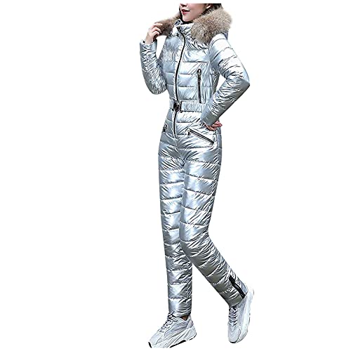 Shffuw Schneeanzug Damen, Skianzug 2 Teilig, Einteiliger Ski Overall Winter Warme Schneejacke Skifahren Sätze Outdoor Sport Mit Kapuze Reißverschluss Skianzüge Wasserdicht Set von Shffuw