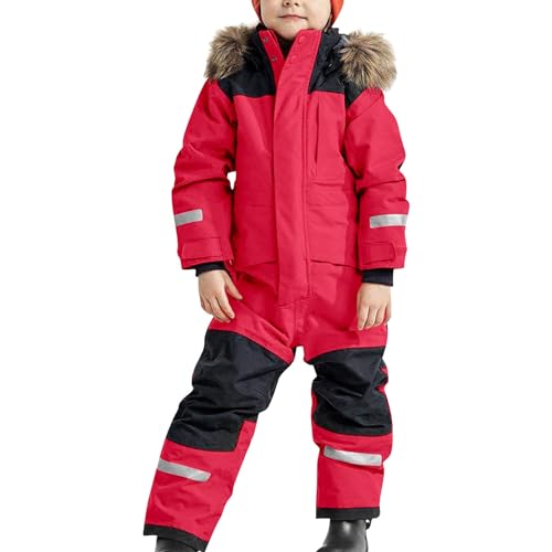 Shffuw Schneeanzug Kinder Skioverall Unisex Kinder Winddicht Mit Kapuze Schneeanzug Wasserdicht Atmungsaktiv Winteranzug Verdickt Warm Schneeoverall Skianzug Kinder 2 Teilig SchneeanzüGe FüR MäDchen von Shffuw