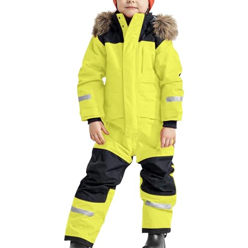Shffuw Schneeanzug Kinder Skioverall Unisex Kinder Winddicht Mit Kapuze Schneeanzug Wasserdicht Atmungsaktiv Winteranzug Verdickt Warm Schneeoverall Skianzug Kinder 2 Teilig SchneeanzüGe FüR MäDchen von Shffuw