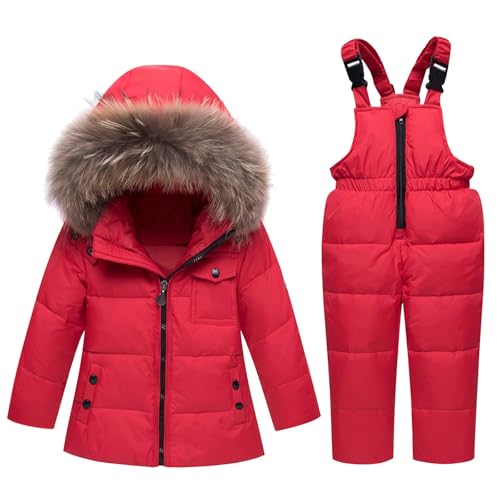 Shffuw Schneeanzug Kinder Skioverall Unisex Kinder Winddicht Mit Kapuze Schneeanzug Wasserdicht Atmungsaktiv Winteranzug Verdickt Warm Schneeoverall Skianzug Kinder 2 Teilig SchneeanzüGe FüR MäDchen von Shffuw