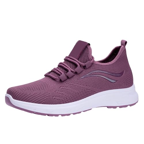 Shffuw Sneaker Damen Leicht und Bequem rutschfest Orthopädische Laufschuhe Ergonomischer Schmerzlinderungs-Schuh Shock Absorbing Turnschuhe Atmungsaktiv Sportschuhe Einfarbig Flache Walkingschuhe von Shffuw