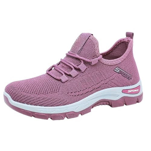 Shffuw Sneaker Damen Leicht und Bequem rutschfest Orthopädische Laufschuhe Ergonomischer Schmerzlinderungs-Schuh Shock Absorbing Turnschuhe Atmungsaktiv Sportschuhe Einfarbig Flache Walkingschuhe von Shffuw