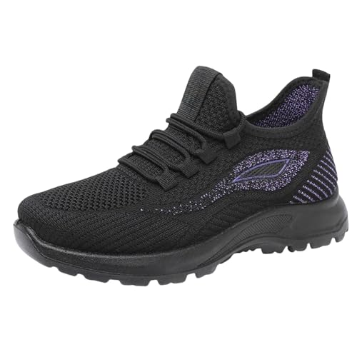 Shffuw Sneaker Damen Leicht und Bequem rutschfest Orthopädische Laufschuhe Ergonomischer Schmerzlinderungs-Schuh Shock Absorbing Turnschuhe Atmungsaktiv Sportschuhe Einfarbig Flache Walkingschuhe von Shffuw