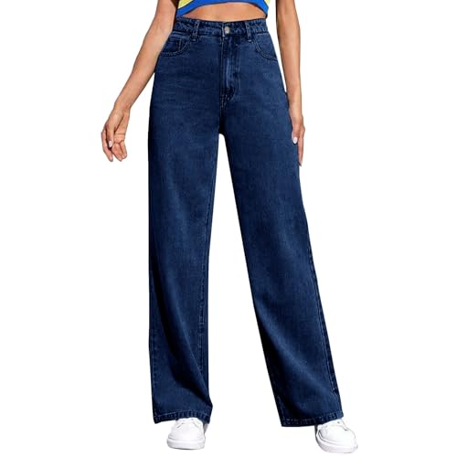 Shffwu Baggy Jeans Damen Leoparden Hose High Waist Boyfriend Jeanshose Y2k Vintage Hose Straight Wide Leg Jeans Stretch Denim Leopard Hosen Weites Bein Jeanshosen Streetwear Freizeithose Mädchen von Shffuw