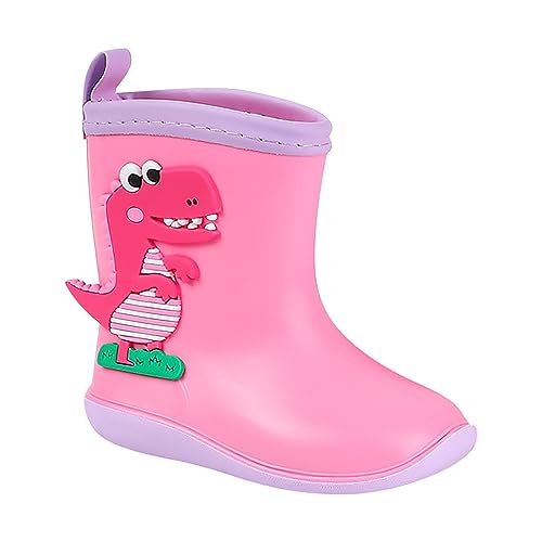 Winter Schuhe Jungen 41 Mehrfarbige Regenstiefel für kleine Kinder, Kleinkinder, Jungen und Mädchen, mit Dinosaurier-Aufdruck, rutschfeste, flache Regenschuhe Gummistiefel 31 (Pink, 29 Little Child) von Shffuw