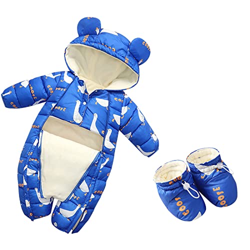 Winteranzug für Kinder Kleinkind Neugeborenes Baby Jungen Mädchen niedliche Cartoon Tiere mit Kapuze Schnee tragen Overall Outwear Schneeanzug warmer Strampler Mantel mit Schuhen Kinder Schneeschürze von Shffuw