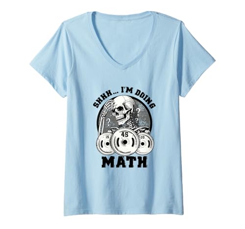 Damen Psst, ich mache Mathe Lustiges Gewichtheben Lustiges Fitnesstraining T-Shirt mit V-Ausschnitt Damen Psst, ich mache Mathe Lustiges Gewichtheben Lustiges Fitnesstraining T-Shirt mit V-Ausschnitt von Shhh I'm Doing Math Gym Addicted Gym Humor Gym Bro