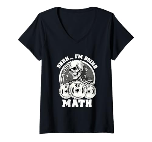 Damen Psst, ich mache Mathe Lustiges Gewichtheben Lustiges Fitnesstraining T-Shirt mit V-Ausschnitt Damen Psst, ich mache Mathe Lustiges Gewichtheben Lustiges Fitnesstraining T-Shirt mit V-Ausschnitt von Shhh I'm Doing Math Gym Addicted Gym Humor Gym Bro