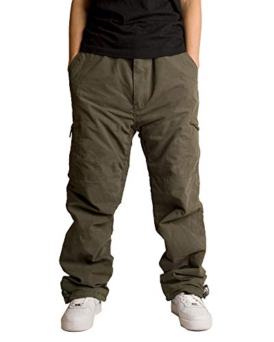 Arbeitshose Winter Herren Cargo Hose Viele Taschen Freizeithose Loose Fit Gefütterte Hosen Armee-Grün 2XL von ShiFan