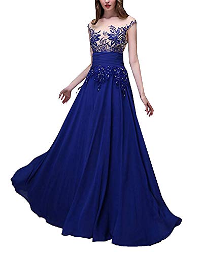 Damen Abendkleid A-Linie Langes Tuell Ballkleid Brautjungfer Elegant Cocktail Party Kleid Dunkelblau S von ShiFan