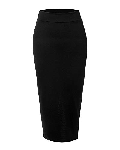 Elegant Damen Maxi Rock Stretch Enge Business Bleistift Röcke Stiftröcke Schwarz XL von ShiFan