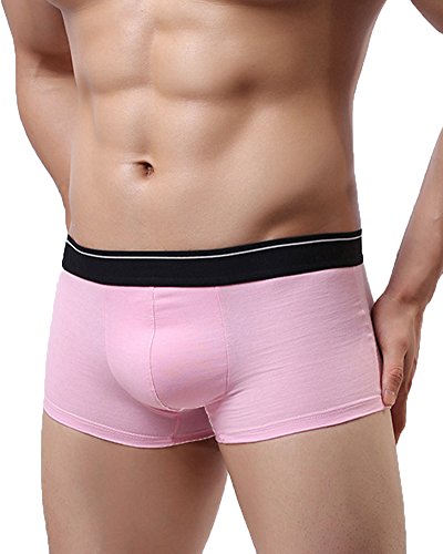 Herren Basic Boxer Briefs Boxershorts Unterhose Enge Elastizität Shorts Unterwäsche Pink M von ShiFan