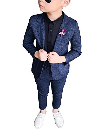 Jungen Anzüge Kinder Schlanke Passform Formal Anzug Einfarbig Kleidung Für Hochzeiten Grau Blau 130 von ShiFan