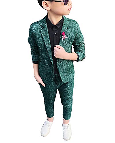 Jungen Anzüge Kinder Schlanke Passform Formal Anzug Einfarbig Kleidung Für Hochzeiten Grün 120 von ShiFan