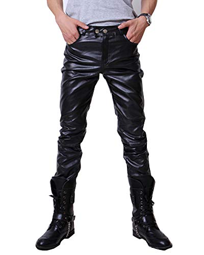 Lederhose Herren Glänzende Metallic Hosen Kunstlederhose Mit Reißverschluss Wetlook Schwarz M von ShiFan