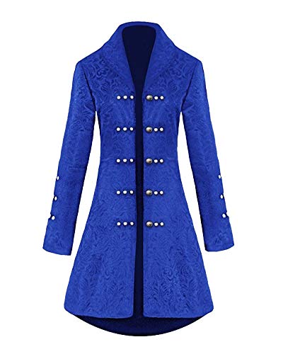ShiFan Damen Mittelalter Viktorianische Gothic Jacke Vintage Mittellang Mantel Steampunk Kleidung Langarm Blau XL von ShiFan