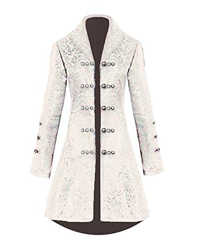ShiFan Damen Mittelalter Viktorianische Gothic Jacke Vintage Mittellang Mantel Steampunk Kleidung Langarm Weiß XL von ShiFan