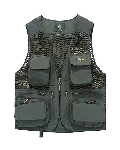 ShiFan Herren Großformat Outdoor Weste Mit Vielen Taschen Atmungsaktiv Für Angeln Fotografie Armee-Grün L von ShiFan