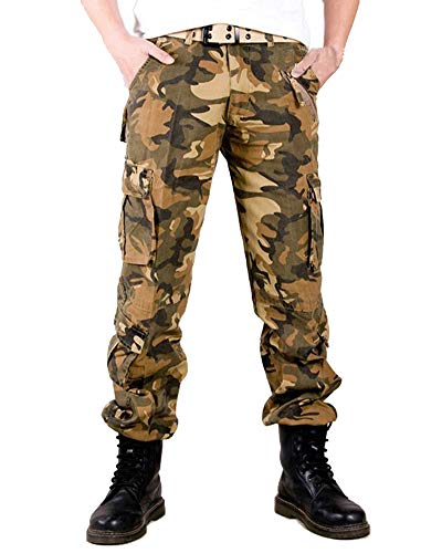 ShiFan Tarnhose Herren Leichte Chino Hose Casual Cargohose Stoffhose Freizeithose Regular Fit Camouflage 5 34 von ShiFan
