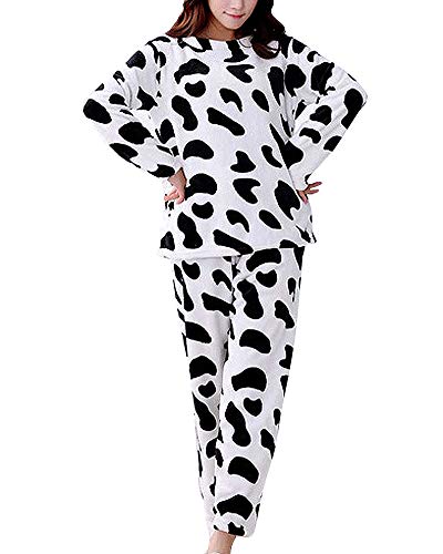 ShiFan Unisex Flannel Nachthemd Tier Sleepwear Set Freizeit Langen Ärmeln Pyjama Mit Tasche Weiß M von ShiFan