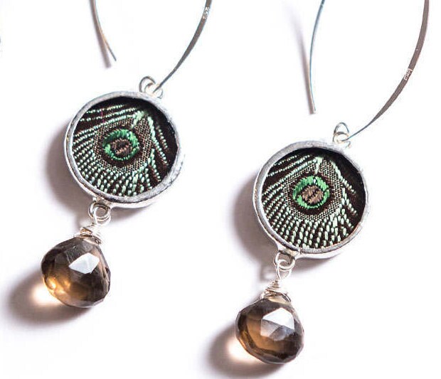 Edelstein Ohrringe Mit Seide Und Glas Shi Stück von ShiStudio
