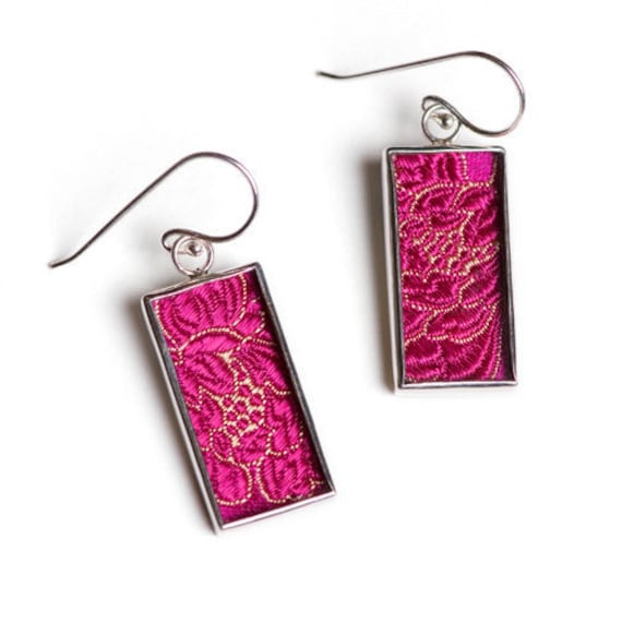 Rosa Blumen Seide Hinter Glasohrringe Von Shi Studio von ShiStudio