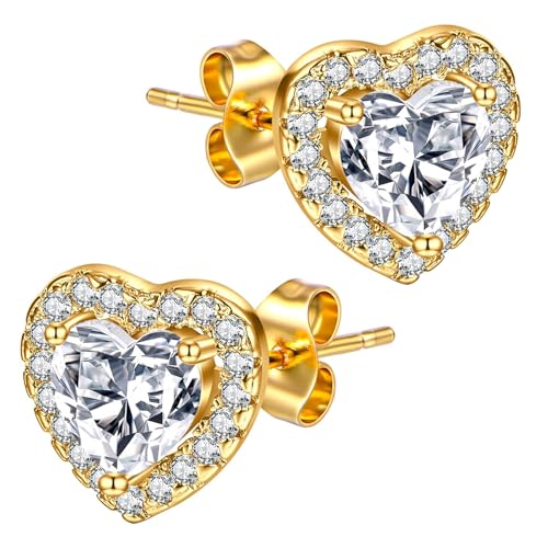1 Paar Ohrstecker Silber 925, 14K Vergoldete Ohrringe Damen Hypoallergen Cubic Zirkonia Ohrstecker Set ohrringe Silber 925 Stecker, Ohrstecker Gold für Damen Mädchen von ShiWuYou