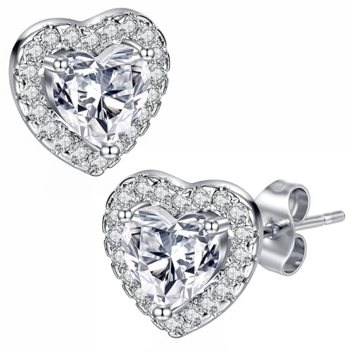 1 Paar Ohrstecker Silber 925, Silber Ohrringe Damen Hypoallergen Cubic Zirkonia Ohrstecker Set ohrringe Silber 925 Stecker, Silber Ohrstecker für Damen Mädchen von ShiWuYou