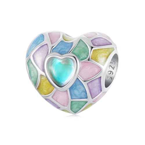 925 Sterling Silber Regenbogen Herz Charm Anhänger für Pandora Armbänder und Halsketten von ShiYu