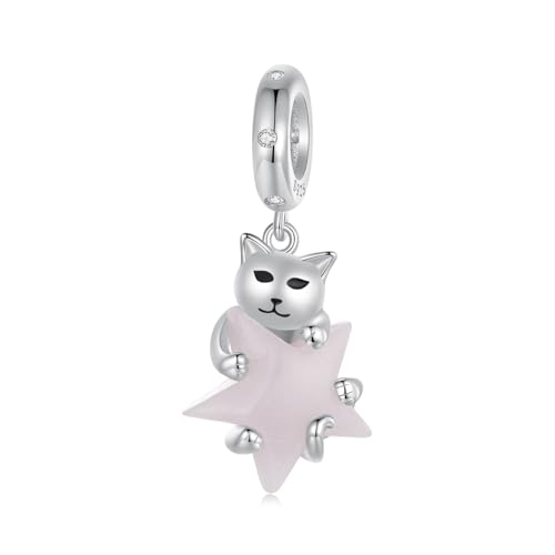 Glow in the Dark Stern Charm Anhänger für Pandora Armband, 925 Sterling Silber Katzen Charm Perlen Anhänger Geschenk Schmuck für Frauen von ShiYu