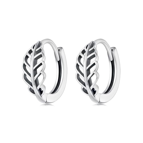 Kleine Creolen für Damen, 925 Sterling Silber Blatt Huggie Hypoallergen Creolen Kleine Creolen für Damen, 925 Sterling Silber Blatt Huggie Hypoallergen Creolen von ShiYu