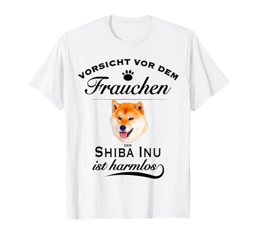 Shiba Inu Designs - Shiba Inu Love - Shiba Inu Hund T-Shirt - Weiß, Klein, Kurzarm - Damen Shiba Inu Fans - Unisex - V-Ausschnitt - Winter von Shiba Inu Designs - Shiba Inu Love